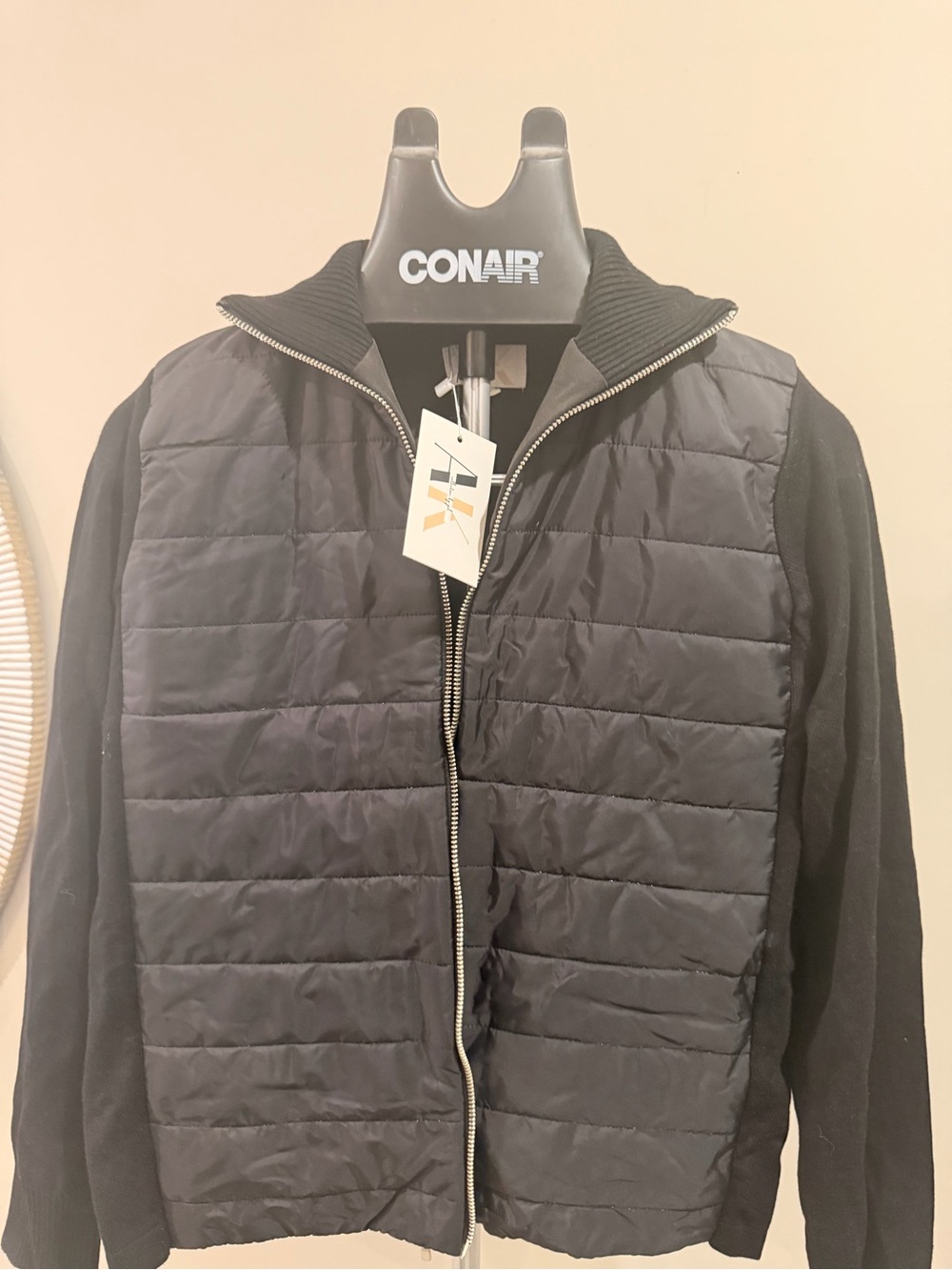 Women Black Quilted Zip-Front Jacket